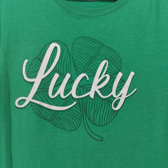 Lucky Women's Green St. Patty's Day Tee Plus Size 2X Holiday - Picture 2 of 13
